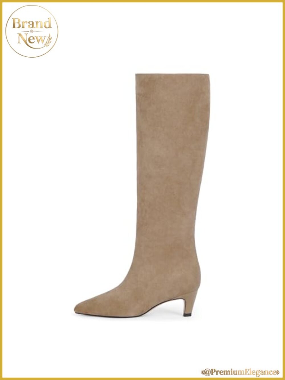 Kitten Heel Knee High Boots Square Toe Faux Suede Tall Women's Boots